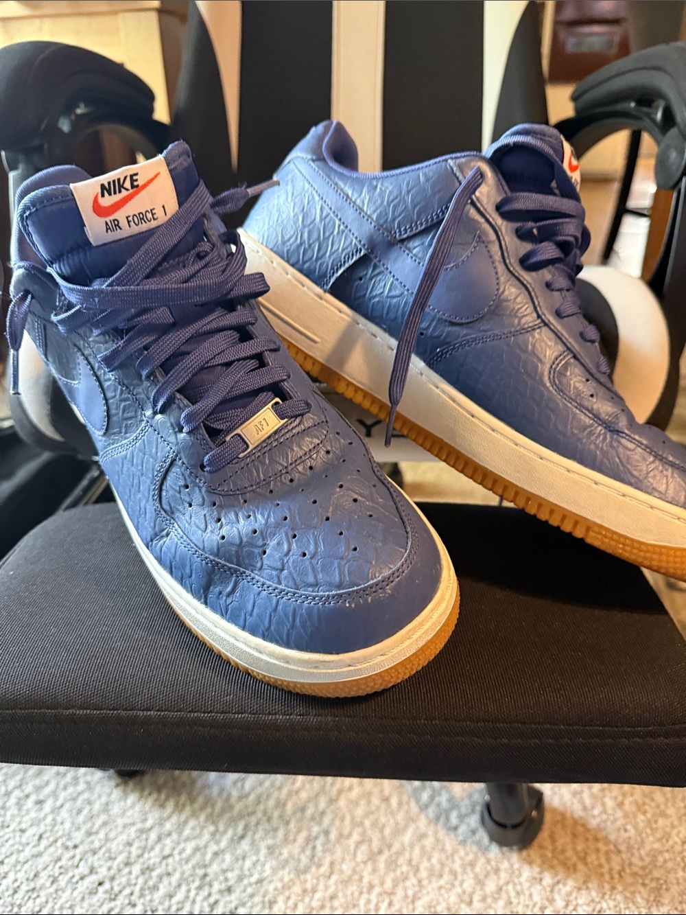 Nike Men’s Air Force 1 Low Sneakers - Blue with Gum Sole size 12